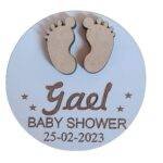 imanes de madera circular piecitos recuerdo Baby Shower para Refri de Regalo Creativo