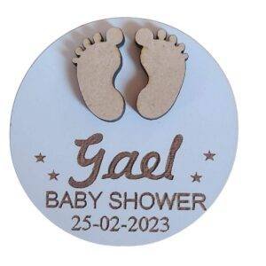 imanes de madera circular piecitos recuerdo Baby Shower para Refri de Regalo Creativo